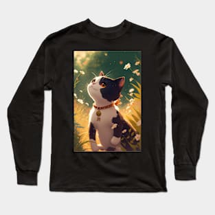 Super cute cat Anime style Long Sleeve T-Shirt